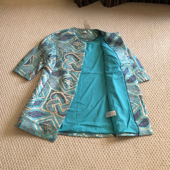 Chico's Turquoise Mosaic Jacquard Topper NWT - Picture 5 of 6